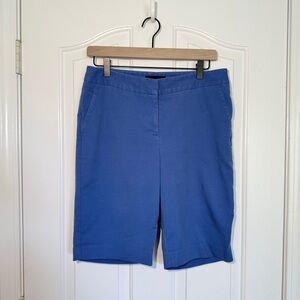 Talbots Blue Bermuda Shorts Structured Cotton Blend